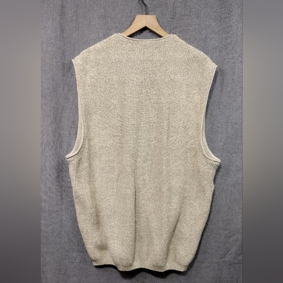 Eddie Bauer Button Front Sweater Vest Mens XL Cream Boho Retro 90s Y2K Casual - Picture 4 of 7